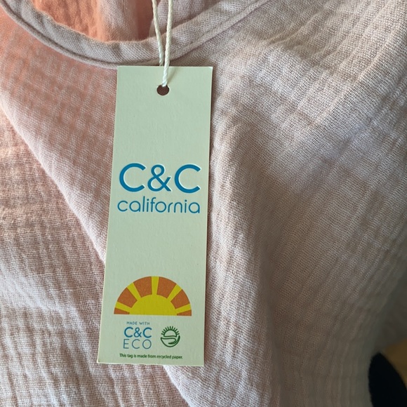 C & C California pale dusty pink hooded shirt Size Large. NWT - Picture 9 of 9